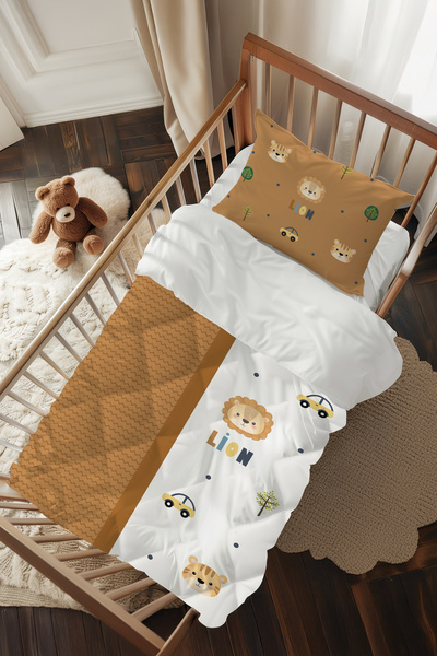 Talia Home Lion Aslan Desenli Bebek Beşik Uyku Seti TLABG-011