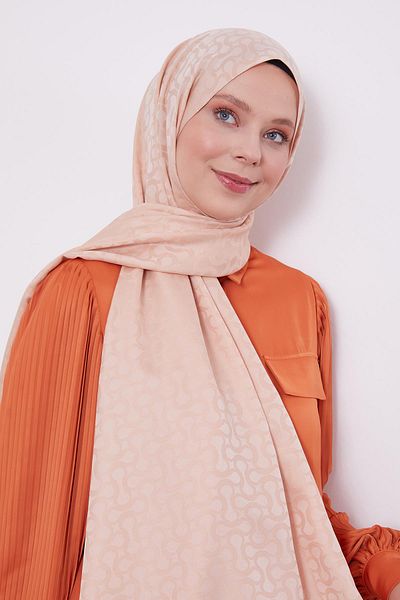 Levidor Yavruağzı S Pattern Blue Jacquard Shawl