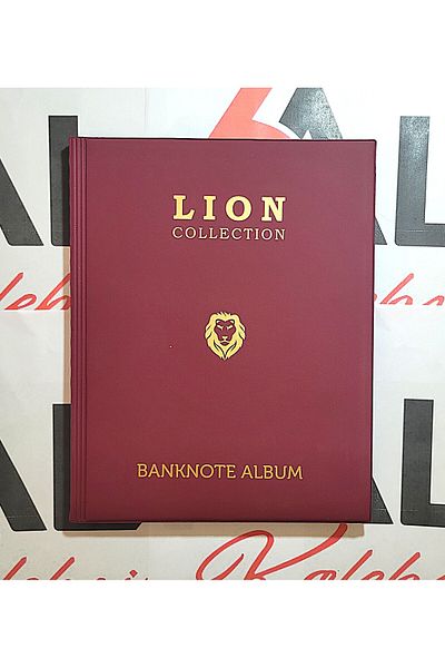 Lion Paper Coin Album, Large Size, 20 Pages with 120 Coin Capacity, Burgundy Color