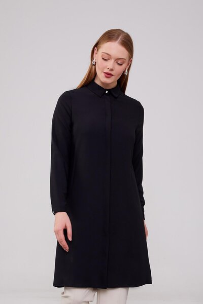 Levidor Siyah Şifon Tunik