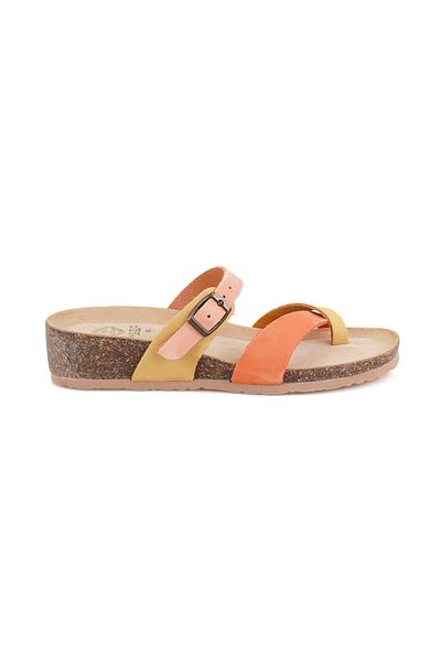 Desa Women's Orange Nubuck Leather Slippers