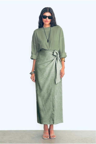 Avakado Linen Blended Double Set