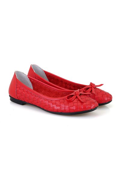 Desa Women's Red Quilted Leather Ballerinas