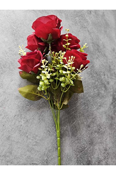 YASİMA باقة ورد حمراء مع 7 رؤوس من خشب البقس، مزهرية وردية، وعاء زهور، زهرة ت...