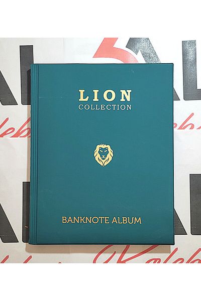 Lion Paper Coin Album, Large Size, 20 Pages with 120 Pieces Coin Capacity, Green Color
