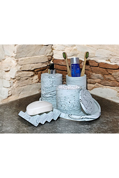 Chiko Mall Set de accesorii pentru baie din beton cu model de marmură, ca un ...
