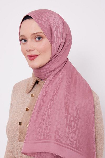 Levidor Μπλε ζακάρ σάλι με μοτίβο Dusty Rose