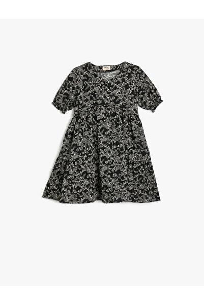 Koton Black Girl's Floral Dress
