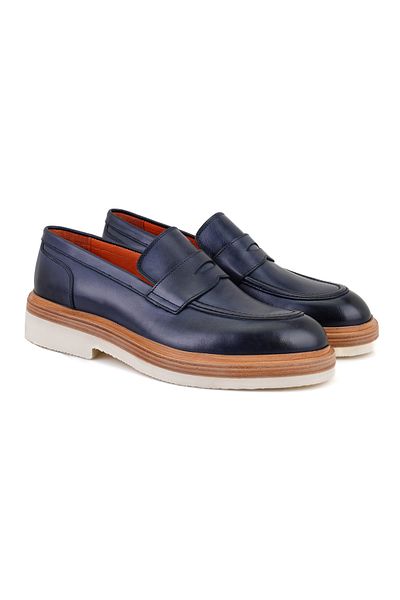 Desa Ανδρικά δερμάτινα κλασικά παπούτσια Emrick Navy Blue