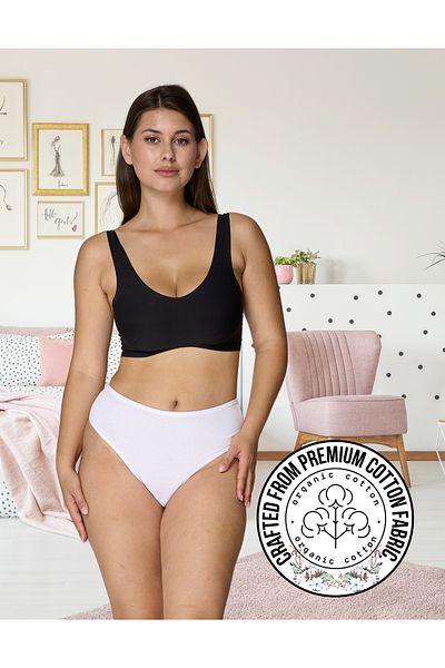 ALYA UNDERWEAR Chiloți pentru femei cu talie înaltă - 5 buc. Lenjerie intima cu șnur alb - 401p