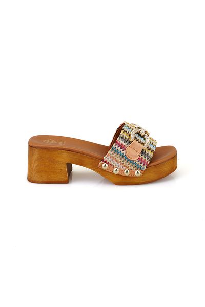 Desa Women's Colorful Heeled Leather Slippers