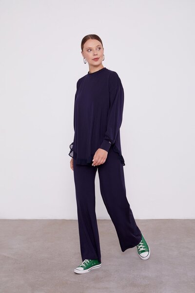 Levidor Αθλητικό κοστούμι με βολάν από σιφόν σε μπλε ναυτικό χρώμα