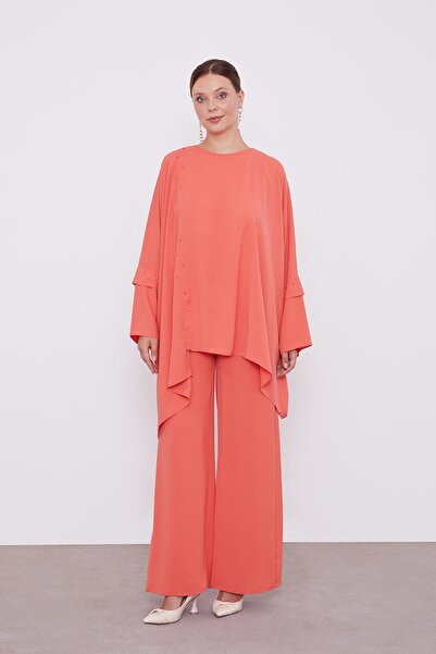 Levidor Orange Stone Embroidered Tunic Set