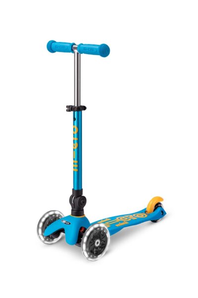 Micro Scooter ميني مايكرو ديلوكس قابل للطي بإضاءة LED باللون الأزرق المحيطي