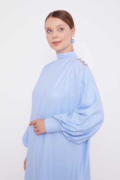 Levidor Baby Blue Stone Epaulet Detailed Trousers Suit