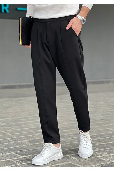 ElitWear Hidden Drawstring Waist Stretchy Carrot Cut Men's Trousers