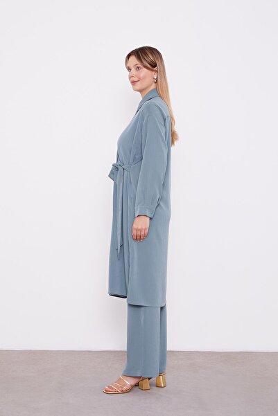 Levidor Green Side Tie Pleated Double Set