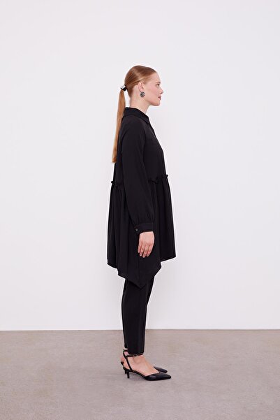 Levidor Black Underbust Pleated Chiffon Double Set