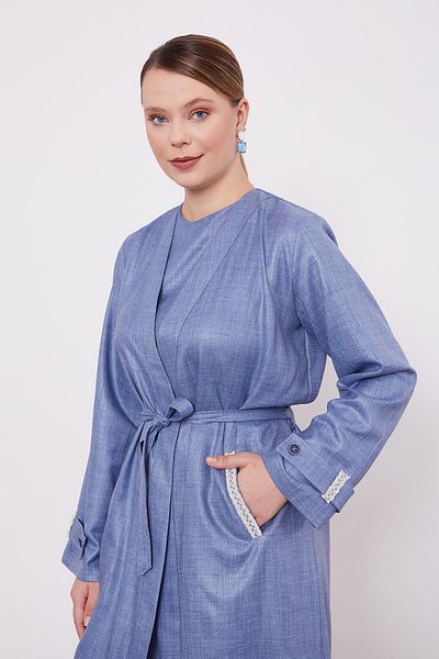 Levidor Set triplu kimono Melange brodat albastru