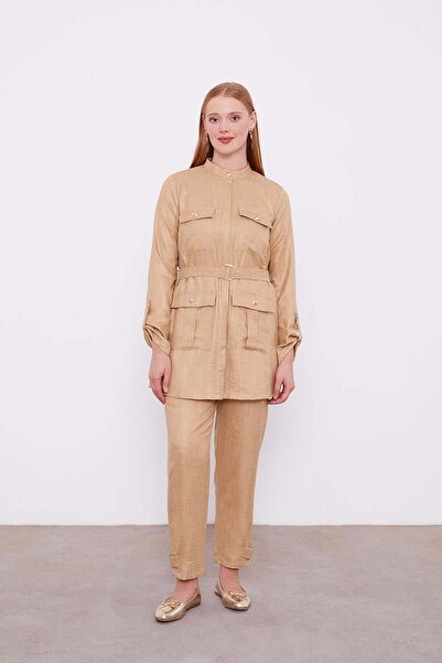 Levidor K.Beige Judge Collar Pocket Detailed Double Suit