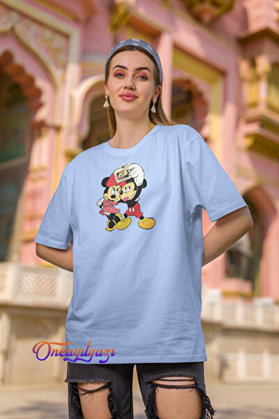 oneagılyazı Miki Maus Minni Maus Štampano Oversize kroj T-shirt