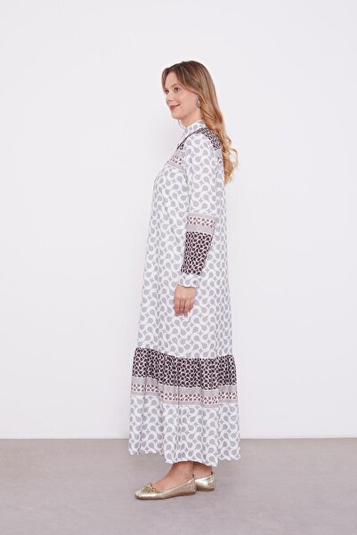 Levidor Gray S Pattern Shirt Collar Dress