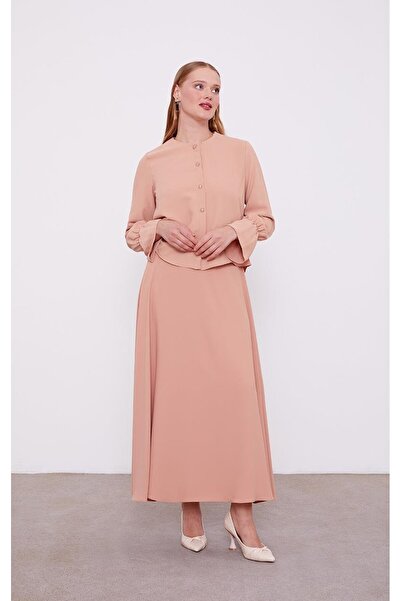 Levidor Somon Kısa Şifon Gömlekli Etek Takım