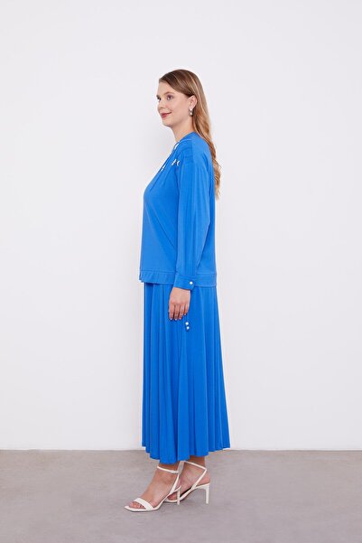 Levidor μπλε κοβαλτίου Σετ με φούστα με λεπτομέρειες από πέρλες