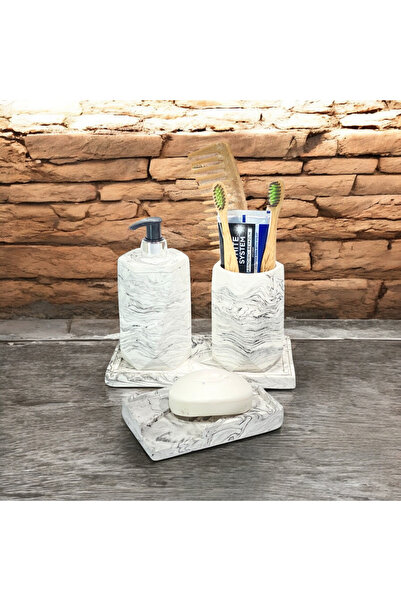 Chiko Mall Aesthetic Look Marble Patterned Bathroom Set - 4 Pieces