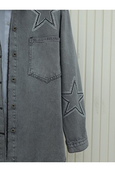 Modamorfo Τζιν μπουφάν Smoked Star Stone με διπλή τσέπη