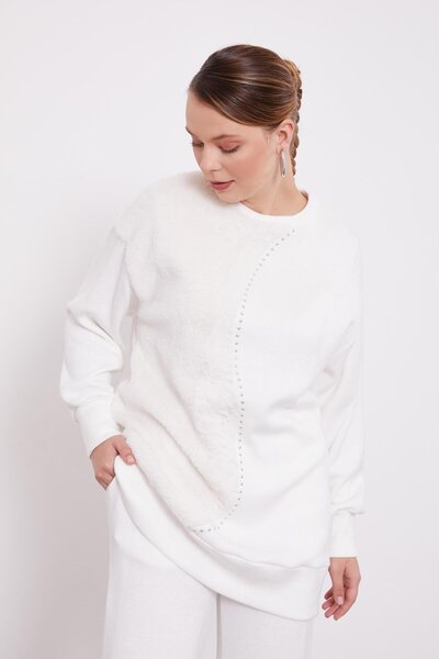 Levidor Ecru Plush Detailed Cashmere Double Suit