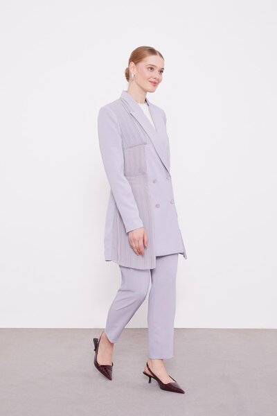 Levidor A.Gray Pleated Chiffon Jacket Suit