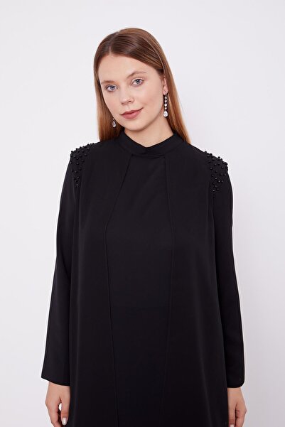 Levidor Μαύρο σετ από σιφόν με κεντημένα ώμους