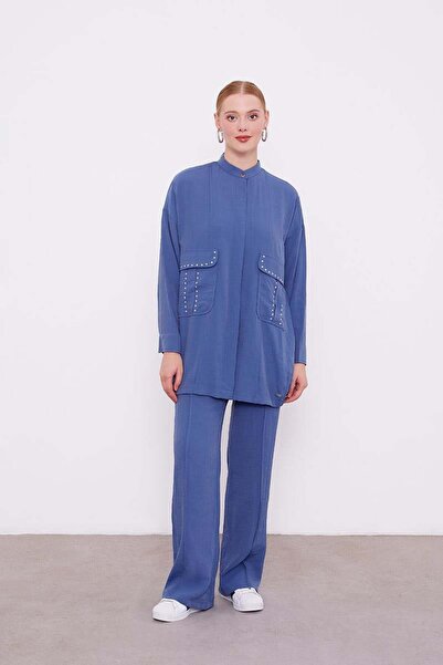 Levidor Lacivert Taşlı Cep Detaylı İkili Takım