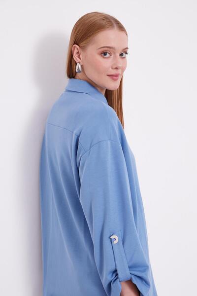 Levidor Indigo Metal Button Detailed Tunic Set