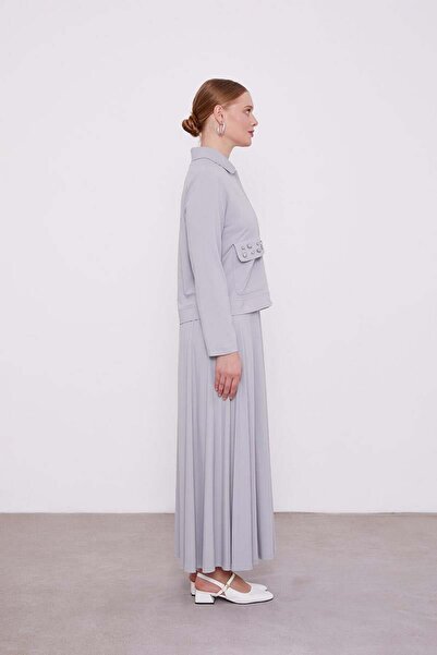 Levidor Σετ κοντό μπουφάν και φούστα Grey Stone Processing