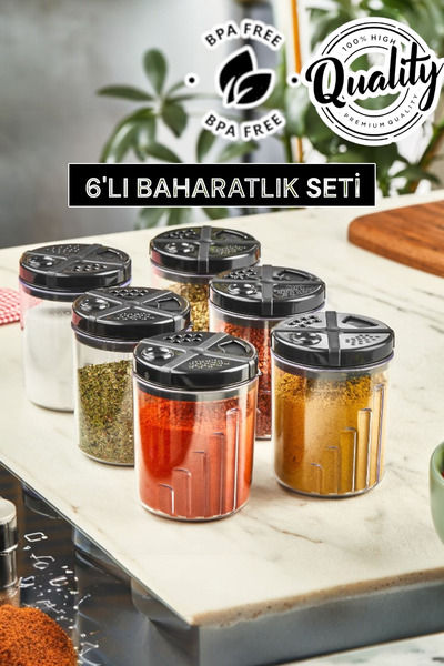 Qlüx طقم وعاء توابل بغطاء قابل للتعديل مقاس 6 × 300 مل من كلوكس