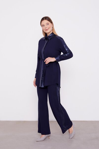 Levidor Lacivert Payet Detaylı İkili Takım