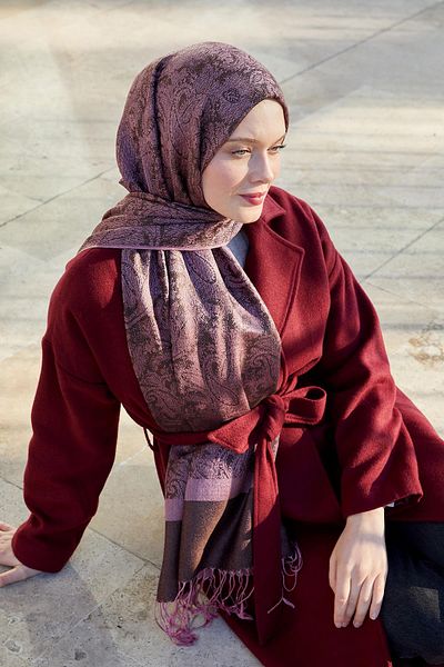 Levidor Ethnic Κασμίρ Μεταξωτό Σάλι με Φούντες Dusty Rose