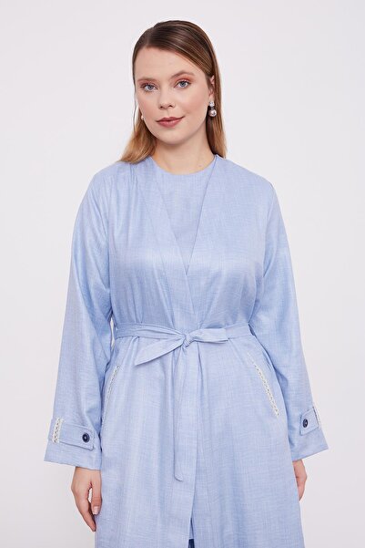 Levidor Baby Blue Embroidered Melange Kimono Triple Set