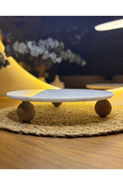 Decology Home طبق تقديم خشبي - 3 حامل للعرض، طبق جبن رخامي، حامل كعكة المعجنات