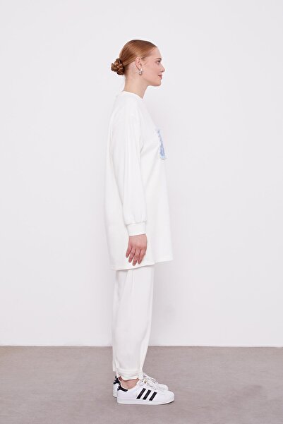 Levidor Ecru Denim Detailed Sports Suit