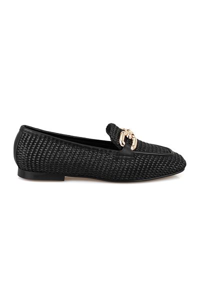 Desa Loafer de damă cu paie negre