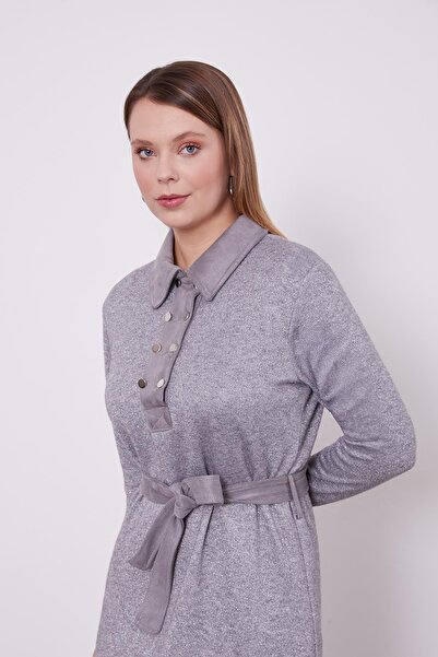 Levidor Γκρι φόρεμα από κασμίρ με αυτο-αντανακλαστική επιφάνεια