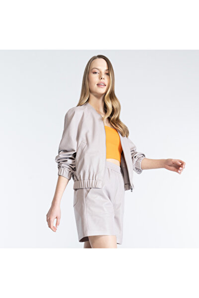 Desa Γυναικείο δερμάτινο σορτς με ψηλόμεσο διάτρητο σχέδιο Ines Light Rose