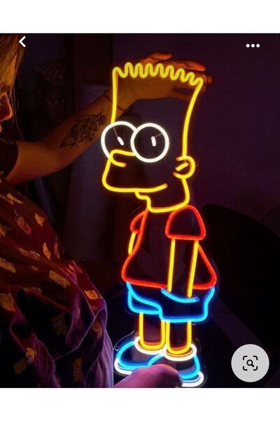 Extremmotif Bart Simpson Neon Led Neon Tabela Açma Kapama Düğmeliduvar Süsü