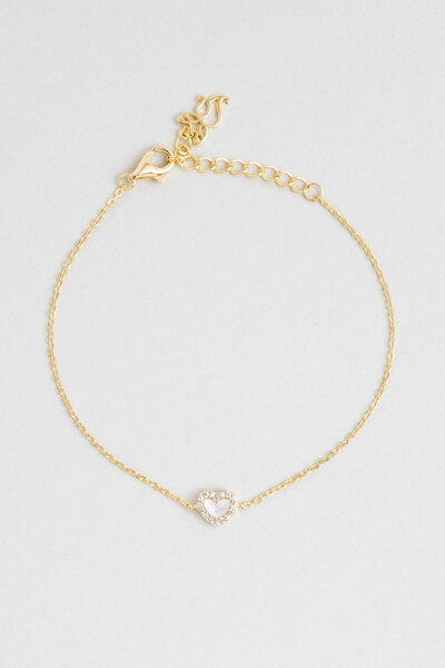 So CHIC... Sedef Kalbi 18 Ayar Sarı Altın Kaplama 19 Cm Gümüş Minimal Bileklik