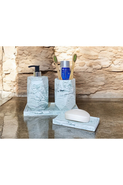 Chiko Mall Set de baie cu model de marmură cu aspect estetic - 4 piese