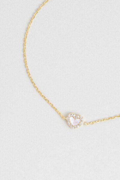 So CHIC... Sedef Kalbi 18 Ayar Sarı Altın Kaplama 19 Cm Gümüş Minimal Bileklik