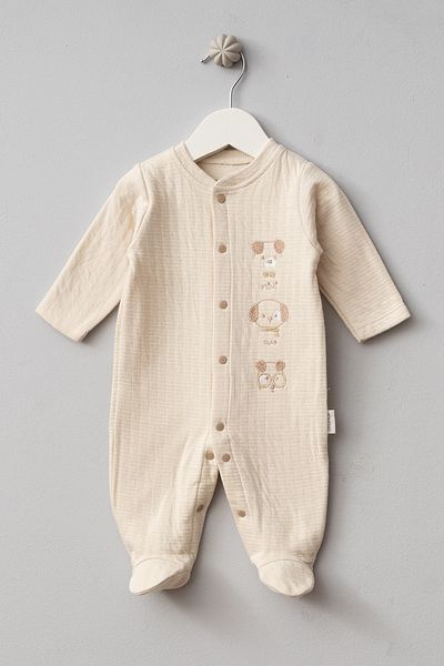 Bebitof Cute Puppy Patterned Muslin Baby Jumpsuit